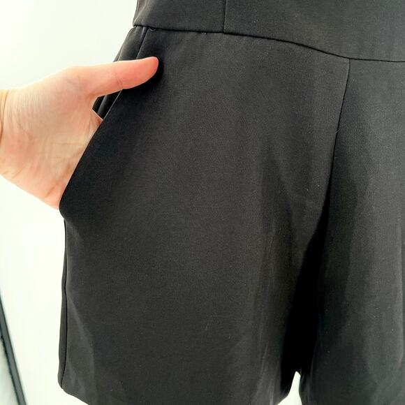 Aqua Black Knit One Shoulder Ruffle Short Romper Women Sz S NWT - Picture 6 of 8